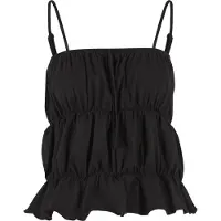 Urban Classics Top - Ladies Tiered Cami Top - XS tot XL - voor Vrouwen - zwart - Maat XL