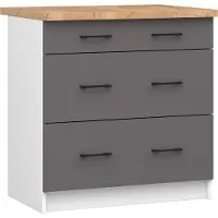 Akord Keukenkast modulaire OLIWIA S80 met Verkblad / Onderkast met 3 Lades / Furniture Factory / Wit - Grafietgrijs / 80 x 85 x 46 cm
