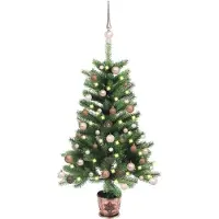 vidaXL Kunstkerstboom met verlichting en kerstballen 65 cm groen