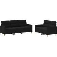 vidaXL 2-delige loungeset met kussens stof zwart