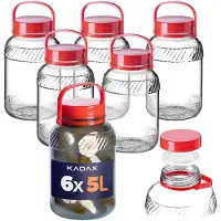 Hobby Hall Pot Glazen pot 5L met dop en handvat voor het inleggen van kool Pakket 6st