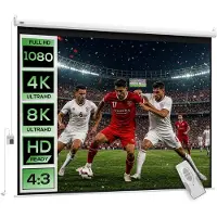 HOMCOM - Projectiescherm - Kunststof - Metaal - 171L x 130H cm - Wit