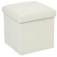 Atmosphera Fluwelen Ottoman - Vouwbaar, Beige, 38 x 38 x 38 cm