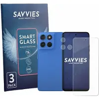 Savvies 3 Stuks Screenprotector - geschikt voor Motorola Moto G57 (Voor+Camera) - beschermfolie glas transparant