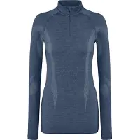 Falke Wool-Tech Zip Neck sneldrogend wol functioneel functioneel shirt met lange mouwen dames blauw - maat XL