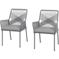 STILVORA Tuinstoel 57 X 61 X 84 Cm - Set Van 2 Met Armleuningen En Afneembare Kussens - Voor Balkon En Terras - Rattan - Donkergrijs