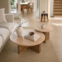 Giga Meubel Salontafel Leno Travertin Naturel Set van 2