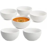 Vessia Soepkommen Ivory - wit - 12x stuks - 16 x 7 cm - keramiek - kommetjes / schaaltjes - 600 ml - stapelbaar