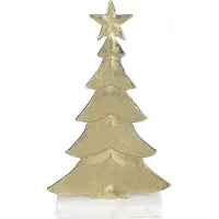 Mica Decorations Decoratie Kerstboom - L18 x B7 x H32 cm - Aluminium, Marmer - Champagne