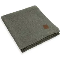 Knit Factory Jesse Gebreid Plaid - Woondeken - plaid - Wollen deken - Kleed - Urban Green - 160x130 cm