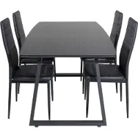 Ebuy24 IncaBLBL eethoek eetkamertafel uitschuifbare tafel lengte cm 160 / 200 zwart en 4 Slim High Back eetkamerstal PU