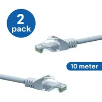 Dsit CAT6 UTP patchkabel - 10 meter blauw - CCA - 2 stuks - netwerkkabel - internetkabel - UTP kabel - RJ45 - 1000 mbit/s
