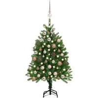 Prolenta Maison Exclusive - Kunstkerstboom met verlichting en ballen, 120 cm, groen