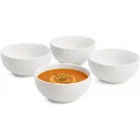 Vessia Soepkommen Ivory - wit - 4x stuks - 15 x 6.5 cm - keramiek - kommetjes / schaaltjes - 500 ml - stapelbaar