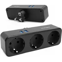Voomy Split X3 - 2 USB-A &amp; 3 EU - Zwart