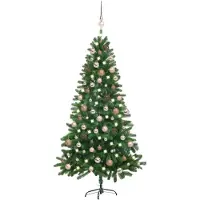Prolenta Maison Exclusive - Kunstkerstboom met verlichting en ballen, 150 cm, groen