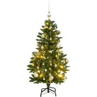Syfax Kunstkerstboom met scharnieren 150 LED's en kerstballen 150 cm