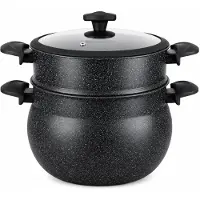 ROYAL SWISS stoompan – couscous pan – 10L – Glazen Deksel – Inductie – Zwart –