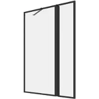 Vente-unique Zwarte badwand met draaibaar deel, mat uiterlijk, B100 x H140 x D1,92 cm, 5 mm gehard glas, metalen profiel, industriële en trendy stijl, BRADENTON