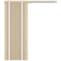Vente-unique Schuifdeur met wandinsluitsysteem van geribbeld hout en MDF - H205 x B93 cm - AREZO