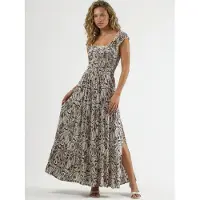 Busem Paisley Print Maxi Jurk met Vierkante Kraag