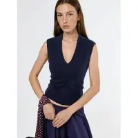 Busem V-hals Mouwloze Drapé Blouse