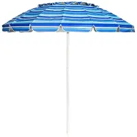 Costway - Strandparasol - 245 cm Diameter (8 Feet) - Met Zandanker & Kantelmechanisme - UV 50+ Bescherming - Metaal & Polyester - Blauw