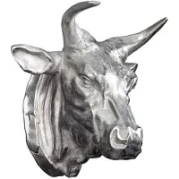 Invicta Extravagante wanddecoratie van een stierenkop TORERO 65cm zilveren decoratieve schedel - 17372