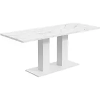 OKWISH Uitschuifbare Eettafel - Verlengbaar Voor 4-8 Personen - Eetkamer En Keuken - MDF Wit - 140/180 x 70 cm