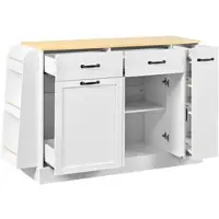 OKWISH Dressoir - Met Afvalbakvak En Kruidenrek - Voor Keuken En Eetkamer - MDF Wit - 133,5 x 40 x 86 cm