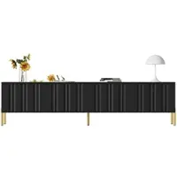 OKWISH Tv Meubel - 190x38x48 Cm - 4 Deuren 8 Vakken - Veel Opbergruimte Voor Woonkamer - Mdf En Spaanplaat Zwart