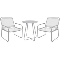 OKWISH Bistroset 3 Delig 60 X 72 Cm - 2 Stoelen Met Ademend Net - Voor Balkon Tuin Of Terras - Staal - Grijs