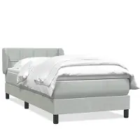 vidaXL Boxspring met matras fluweel lichtgrijs 80x210 cm