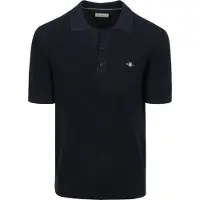 Gant polo navy ribstof korte mouw