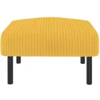 OKWISH Voetenbankje Cordstof - 56 x 51 x 39 cm - Zachte Bekleding Met Metalen Frame - Geel - Als Voetbank, Hocker Of Bijzettafel Voor Binnen