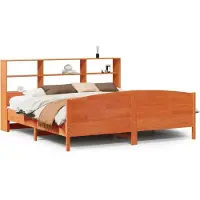 vidaXL Bed met boekenkast zonder matras grenenhout wasbruin 200x200 cm