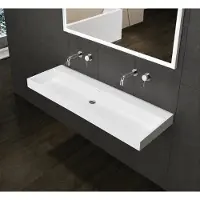 Lambini Designs Vicenza wastafel solid surface 120cm enkel zonder kraangaten wit mat