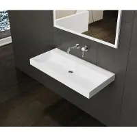 Lambini Designs Vicenza wastafel solid surface 100cm zonder kraangat wit mat