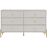 Vente-unique Ladekast 6 lades - MDF en metaal - Beige en goudkleurig - MILAVIA