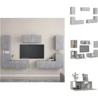 vidaXL Tv-meubelset - Tv-meubelsets - Tv Meubelset - Tv Meubelsets - 7-delige Tv-meubelset spaanplaat betongrijs