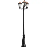 QAZQA Klassieke buitenlantaarn zwart met koper 220cm 3-lichts IP44 - Havana