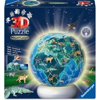 Ravensburger – Aarde met Diermotieven – 3D Puzzle-Ball Nachtlicht – 73 Stukjes