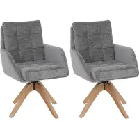 MCW Set van 2 eetkamerstoelen -Q36, keukentoel, draaibaar, chenille (680 g/m²), Oeko-Tex, hout MVG ~ grijs