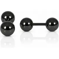 LGT JWLS LGT Jewels Stud oorbellen Dubbele Bol Zwart 6mm