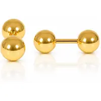 LGT JWLS LGT Jewels Stud oorbellen Dubbele Bol Goud 4mm