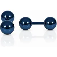 LGT JWLS LGT Jewels Stud oorbellen Dubbele Bol Blauw 4mm