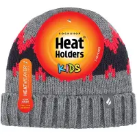 Heat Holder - Geribbelde zachte muts met pom-pom voor jongens - Pebble Melange / red / navy