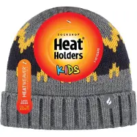 Heat Holder - Geribbelde zachte muts met pom-pom voor jongens - Pebble Melange / goud / marine