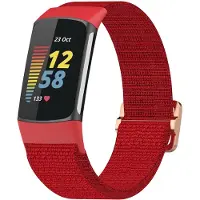 123Watches nylon band - rood - - Geschikt voor Fitbit Charge 5 & 6