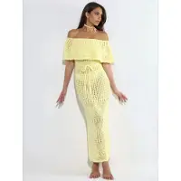 Hiccups for Kids Gebreide Maxi Bardot Hals Strandjurk
